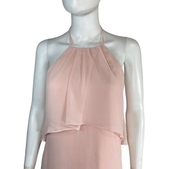 HYFVE Women’s Small Blush Pink Tiered Mini Dress Open Tie Back Coquette - Picture 2 of 10